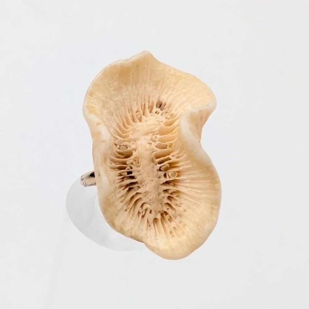 Vintage Natural Mushroom Coral Ring Gold Tone Organic Statement Ring Size 7